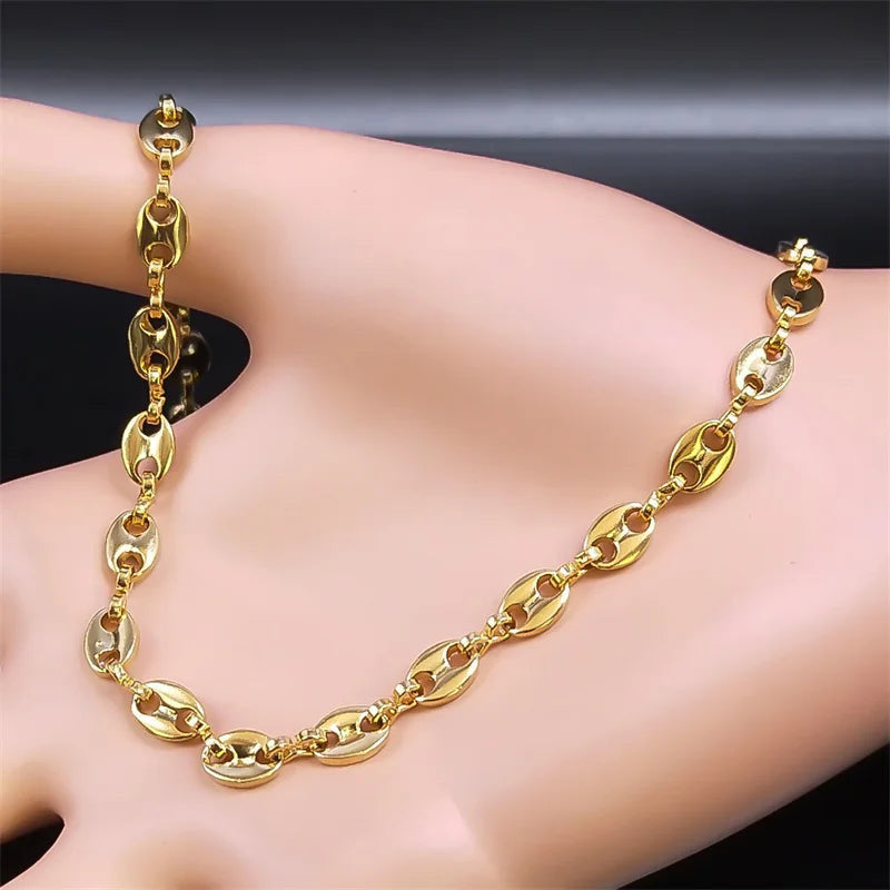 EDELSTAHL "GOLD BEANS" KETTE - ICERAIN JEWELRY