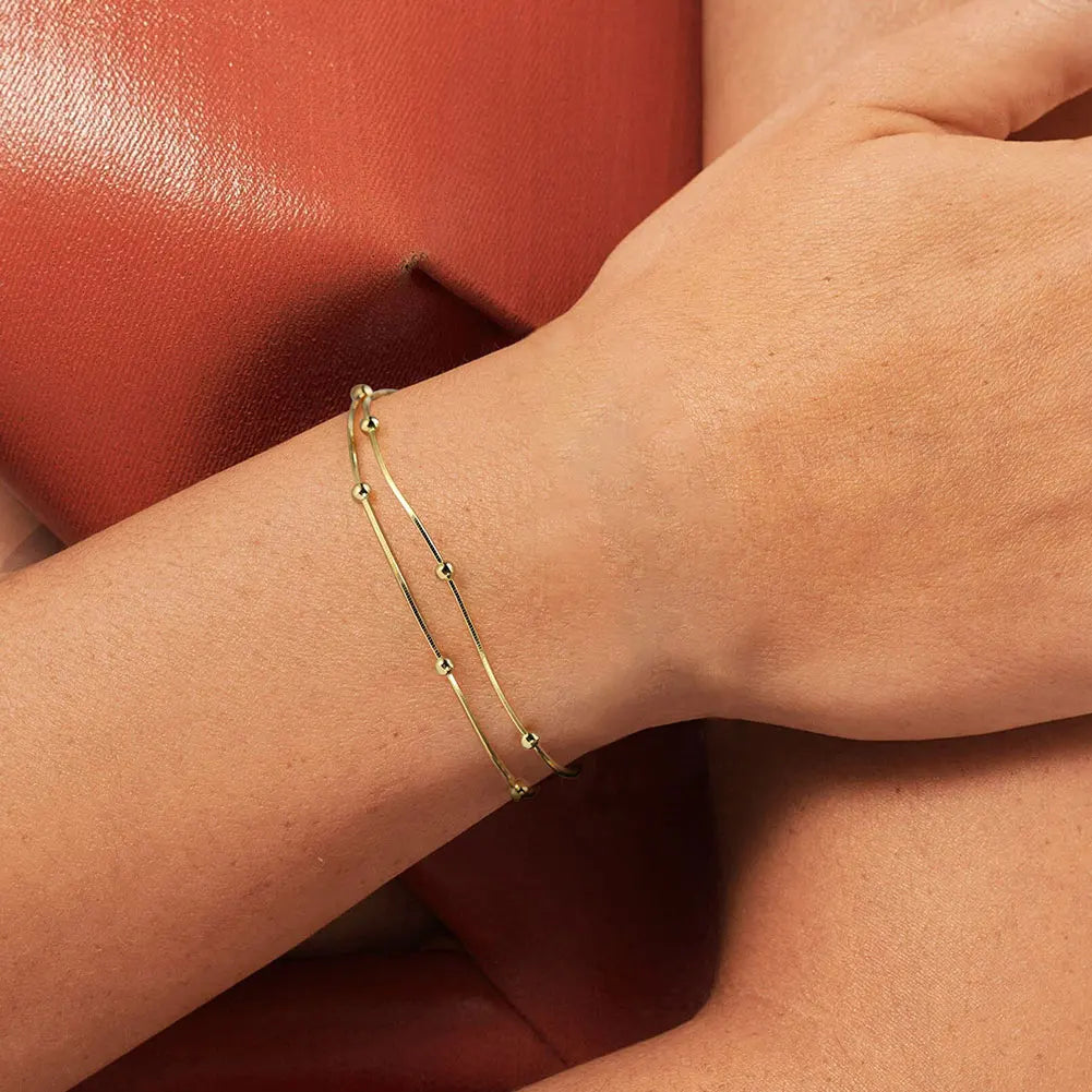 925S SILVER 14K GOLD 0,9MM "SATELLITE" ARMBAND - ICERAIN JEWELRY
