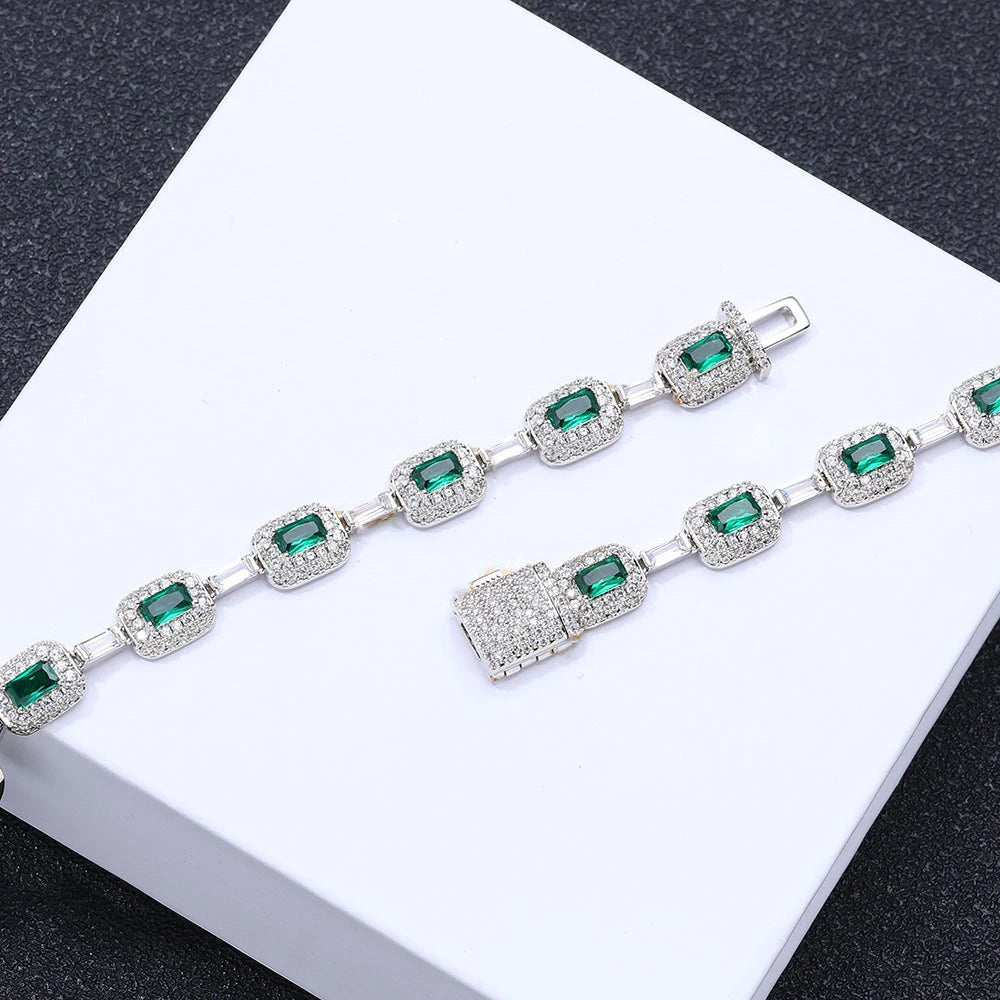 ICED OUT 7MM MOISSANITE "SILVER GREENARO" WEISSGOLD 925S SILVER KETTE - ICERAIN JEWELRY