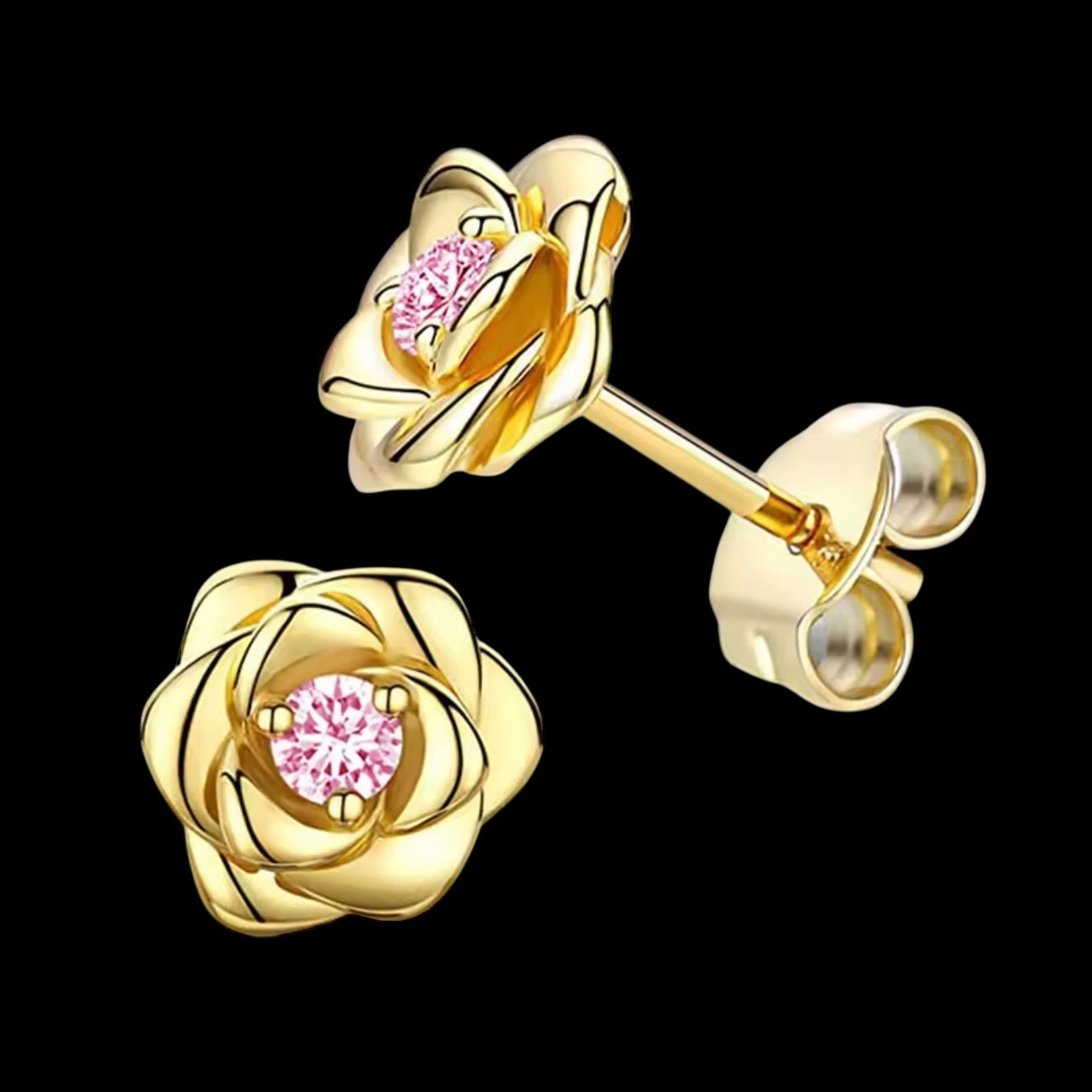 ICED OUT "GOLD/PINK ROSE" OHRRINGE - ICERAIN JEWELRY