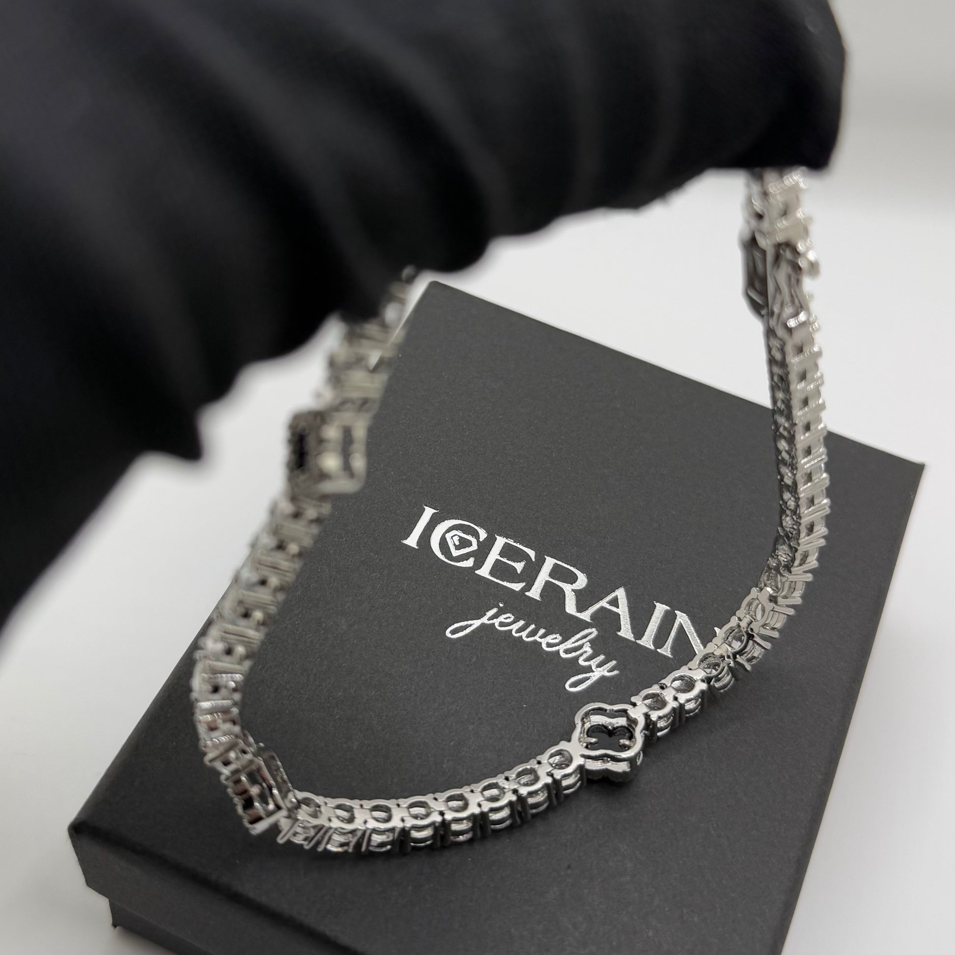 SALE | ICED OUT 23CM "BLACK CLOVER TENNIS" ARMBAND - ICERAIN JEWELRY