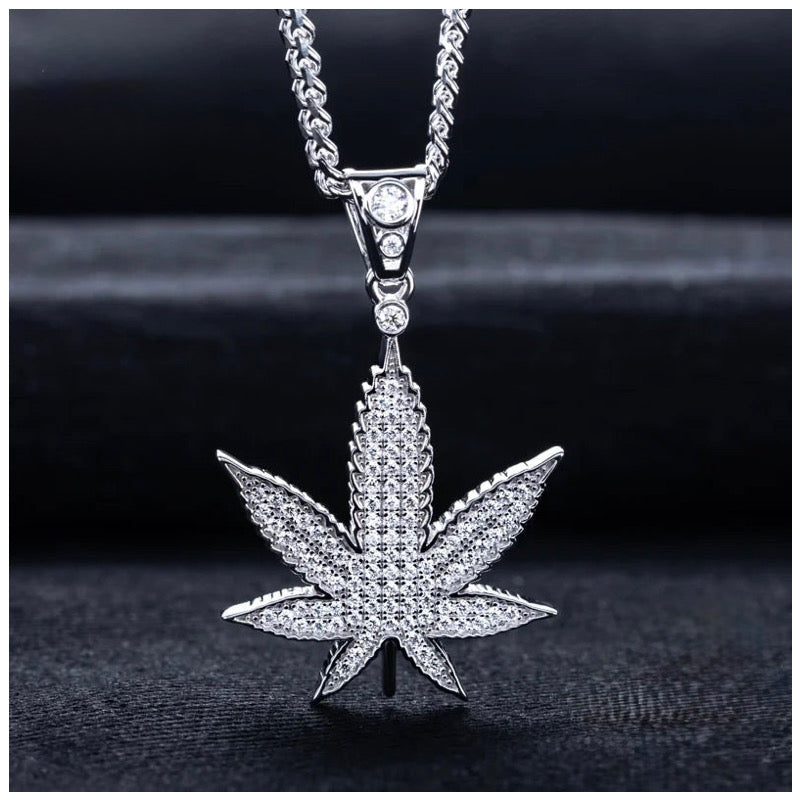ICED OUT MOISSANITE "PLANT" WEISSGOLD 925S SILVER KETTE - ICERAIN JEWELRY