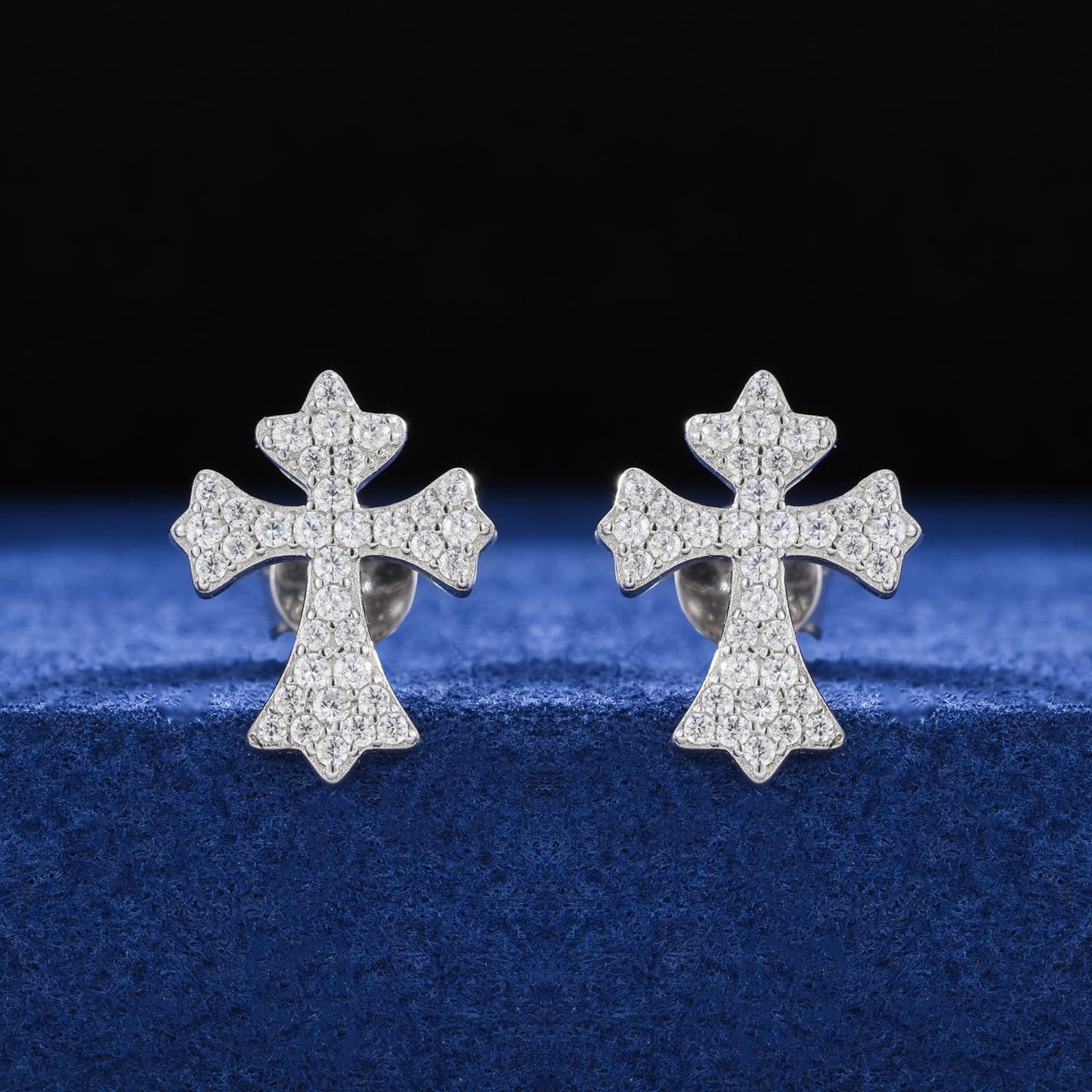 ICED OUT MOISSANITE "CROSS V4" WEISSGOLD 925S SILVER OHRRINGE - ICERAIN JEWELRY