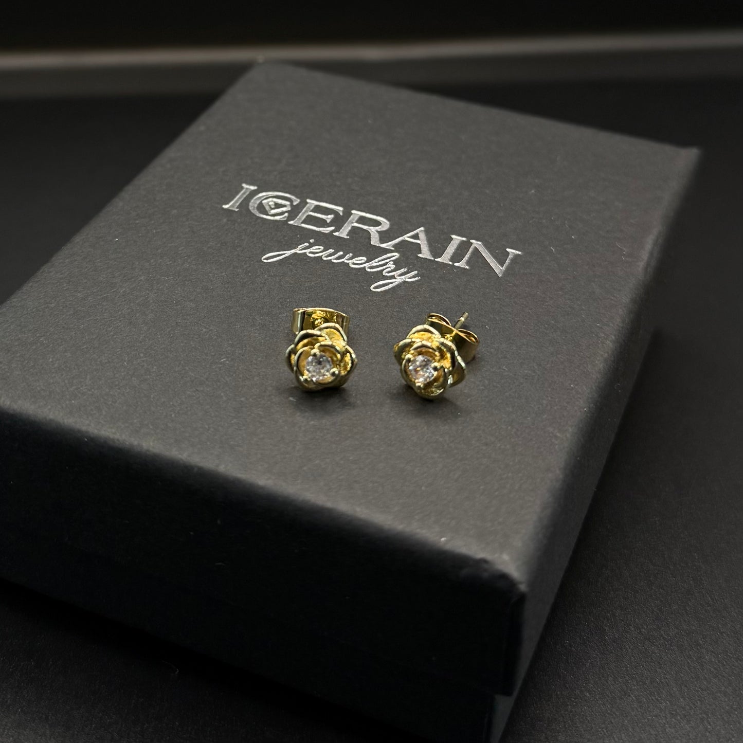 ICED OUT "GOLD ROSE" OHRRINGE - ICERAIN JEWELRY