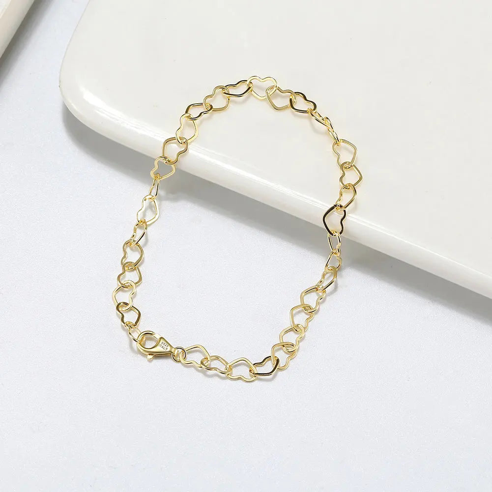 925S SILVER 14K GOLD 5MM "HEART" ARMBAND - ICERAIN JEWELRY