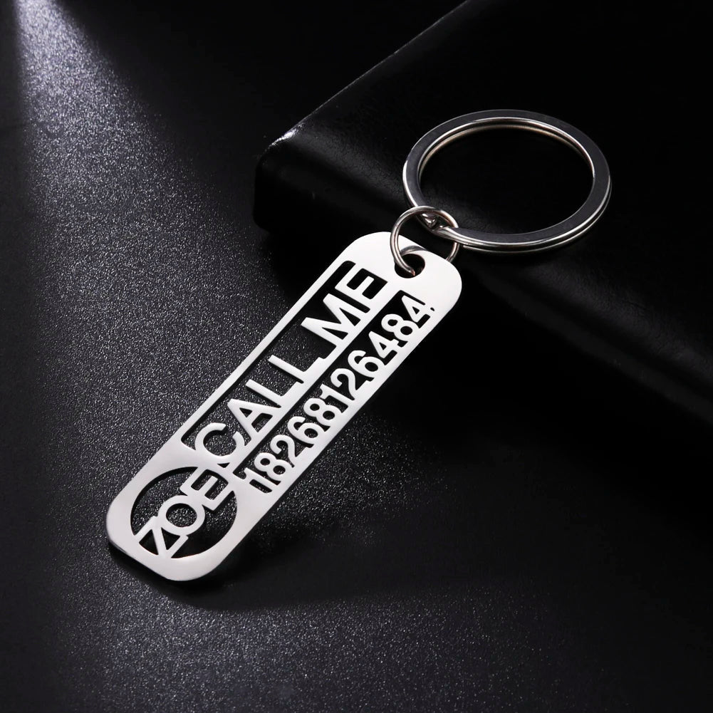 PERSONALISIERTER EDELSTAHL "CALL ME" SCHLÜSSELANHÄNGER - ICERAIN JEWELRY