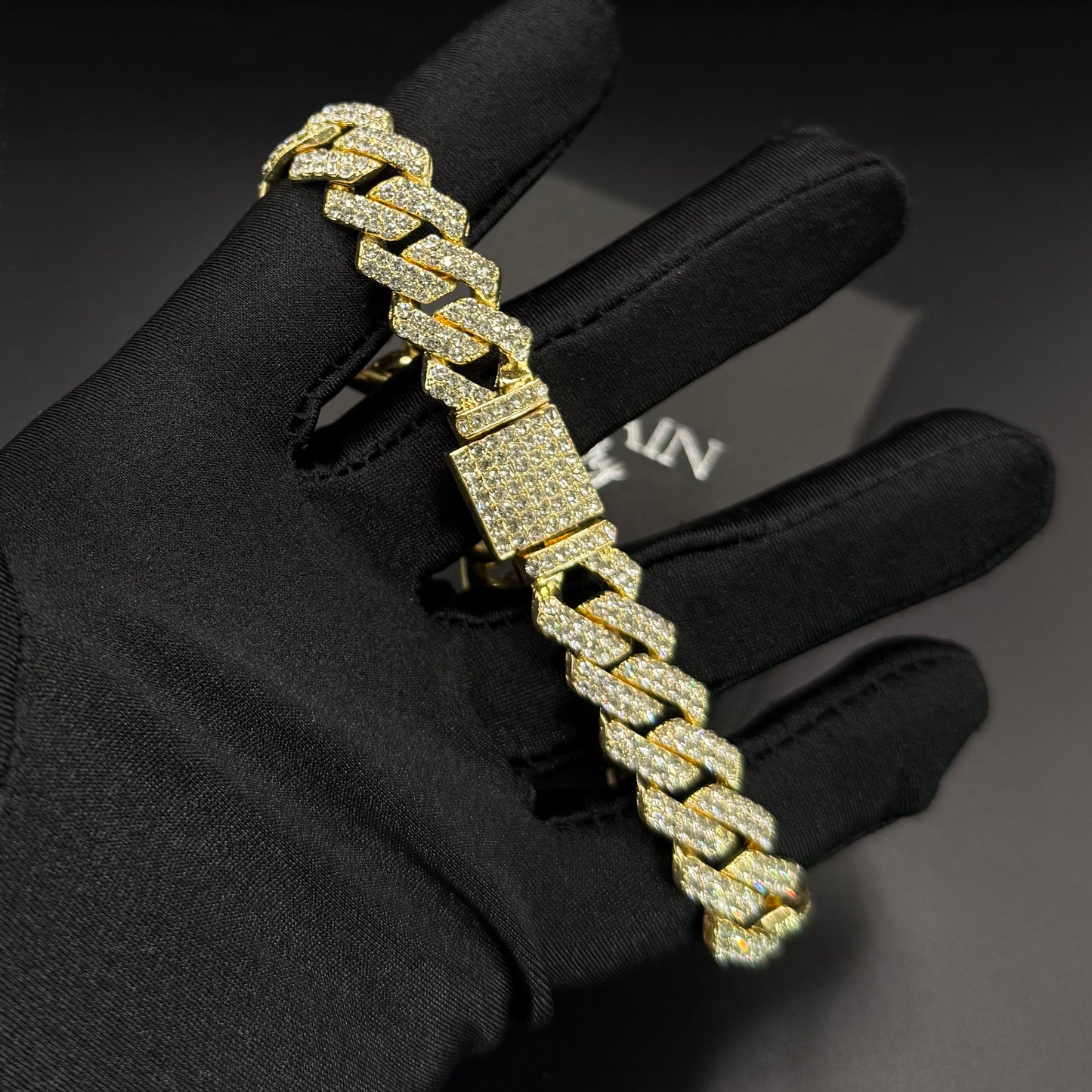 ICED OUT 14MM "GOLD PRONG CUBAN" ARMBAND - ICERAIN JEWELRY