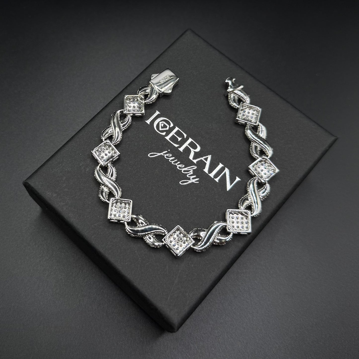 ICED OUT 11MM MOISSANITE "INFINITY SQUARE" WEISSGOLD 925S SILVER ARMBAND - ICERAIN JEWELRY