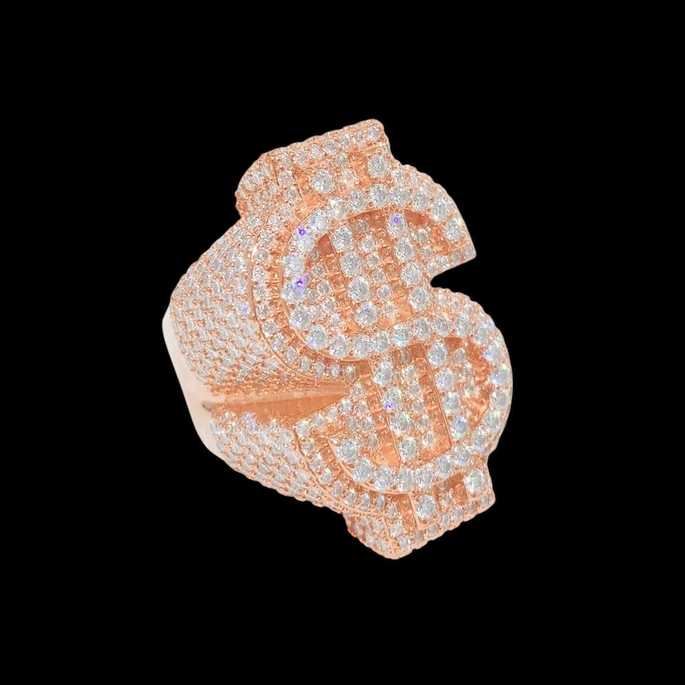 ICED OUT MOISSANITE "DOLLAR" WEISSGOLD 925S SILVER RING - ICERAIN JEWELRY