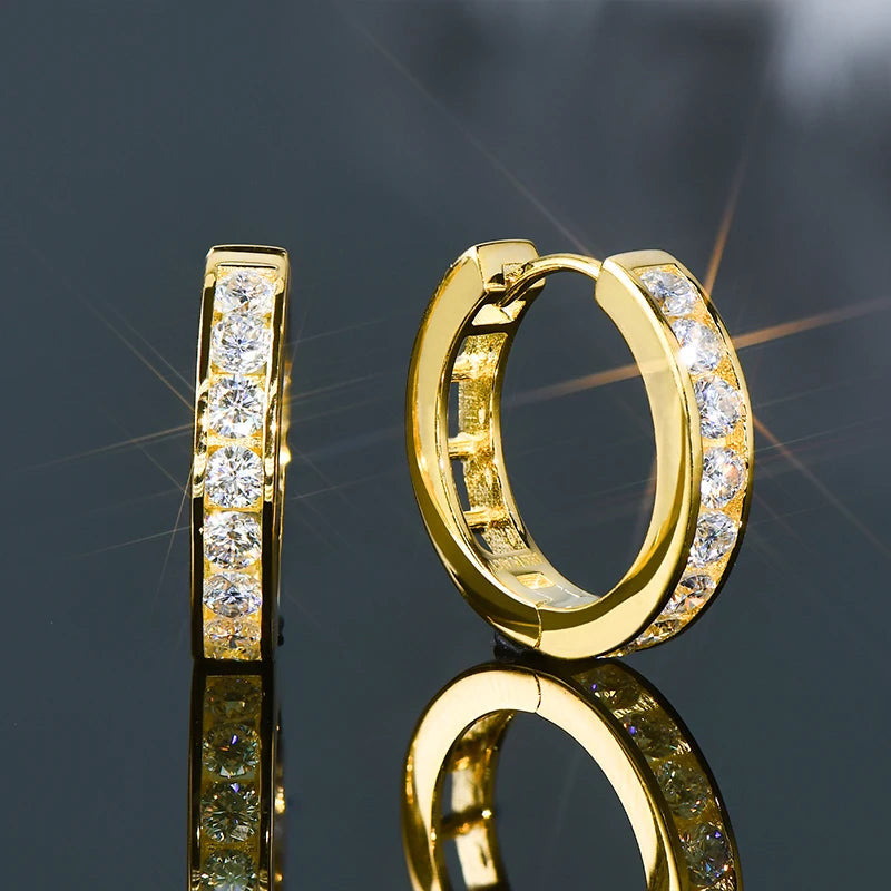 ICED OUT MOISSANITE "GOLD CREOLES" WEISSGOLD 925S SILVER OHRRINGE - ICERAIN JEWELRY
