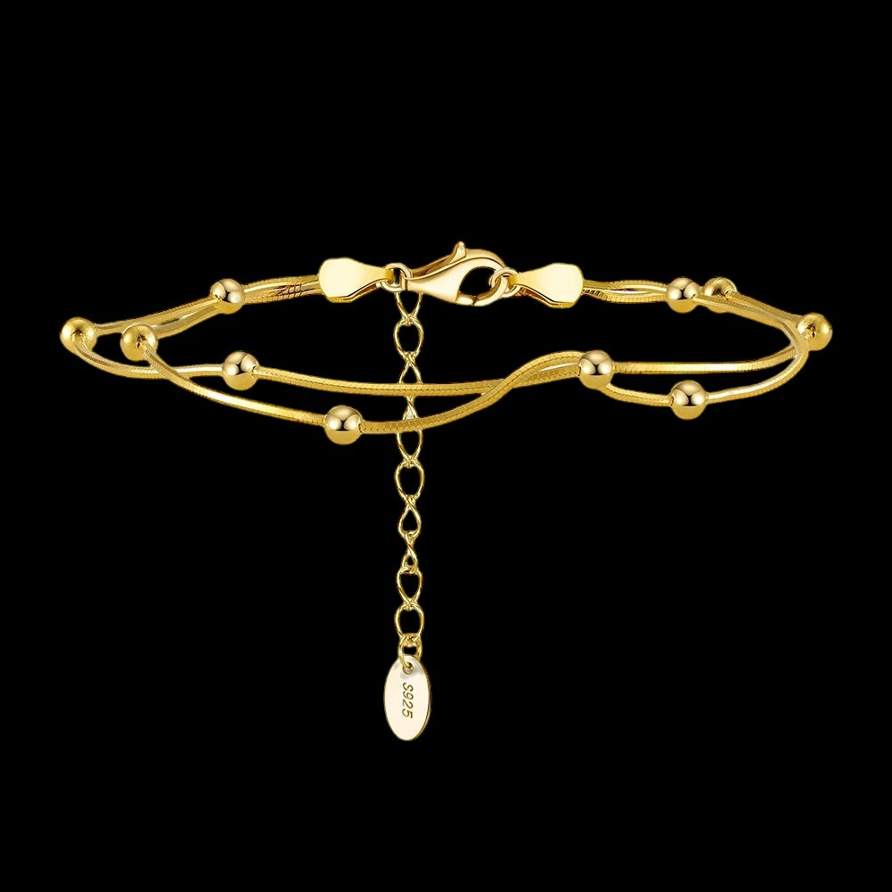 925S SILVER 14K GOLD 0,9MM "SATELLITE" ARMBAND - ICERAIN JEWELRY