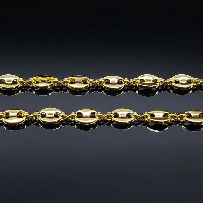 EDELSTAHL "GOLD BEANS" KETTE - ICERAIN JEWELRY