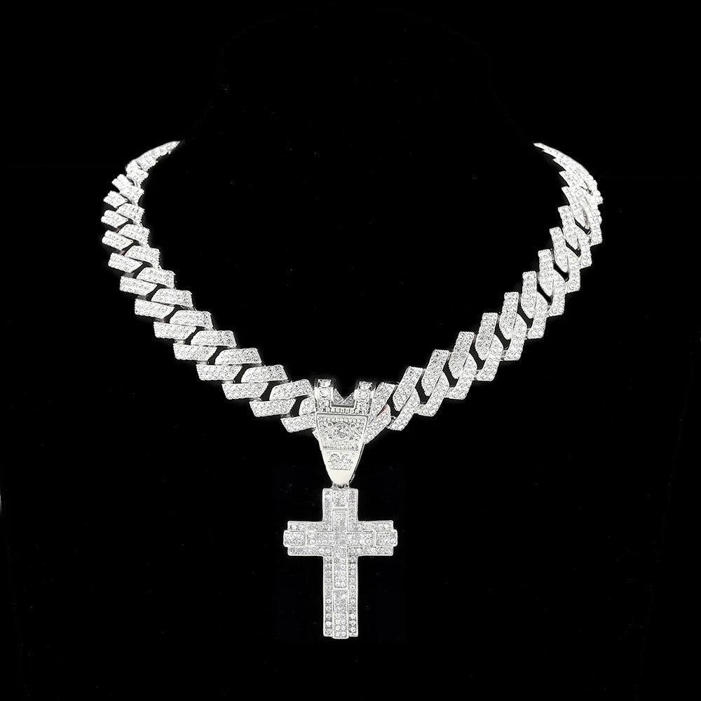 ICED OUT "SILVER PRONG CUBAN CROSS" KETTE - ICERAIN JEWELRY