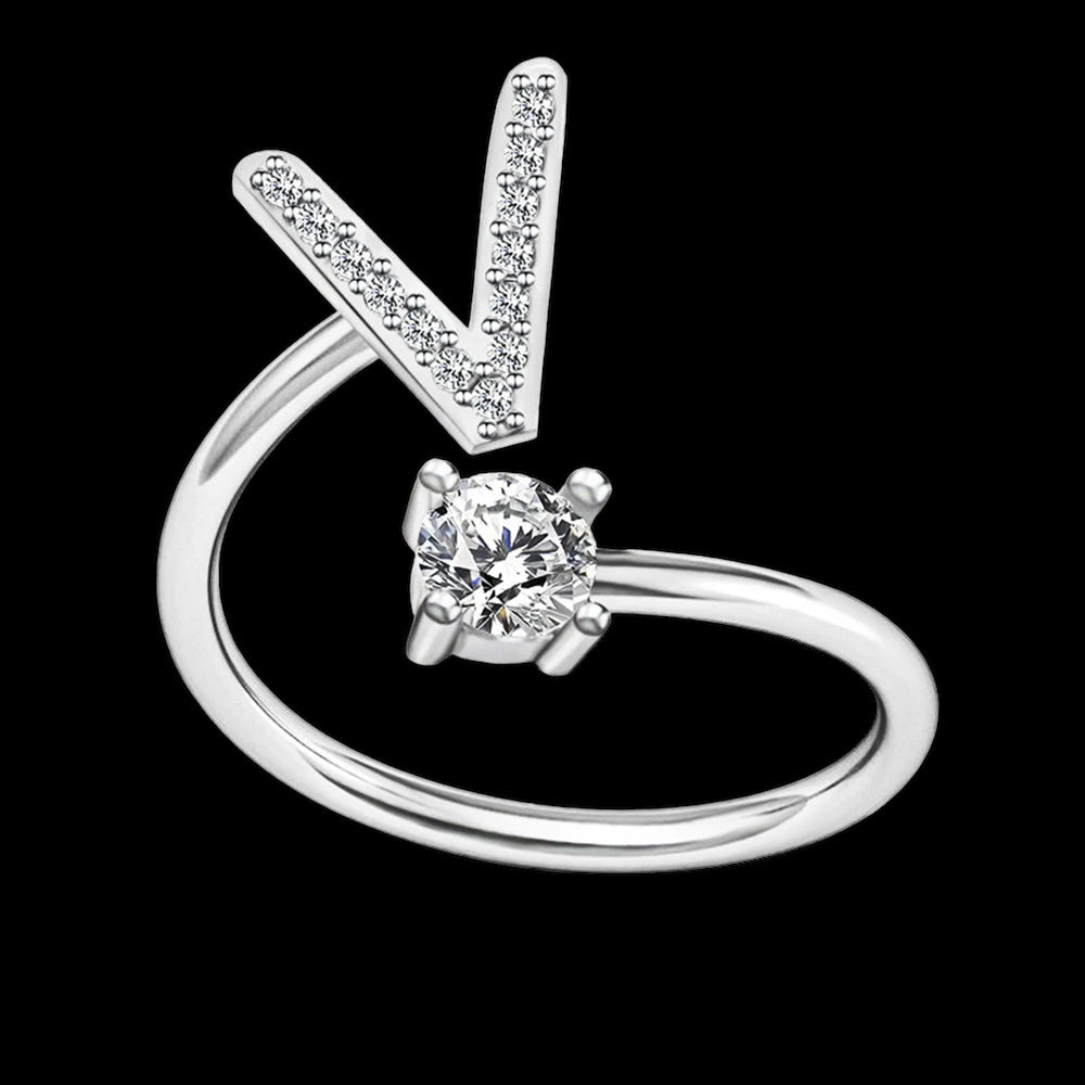 PERSONALISIERTER ICED OUT ANFANGSBUCHSTABEN "NOZZE" RING - ICERAIN JEWELRY