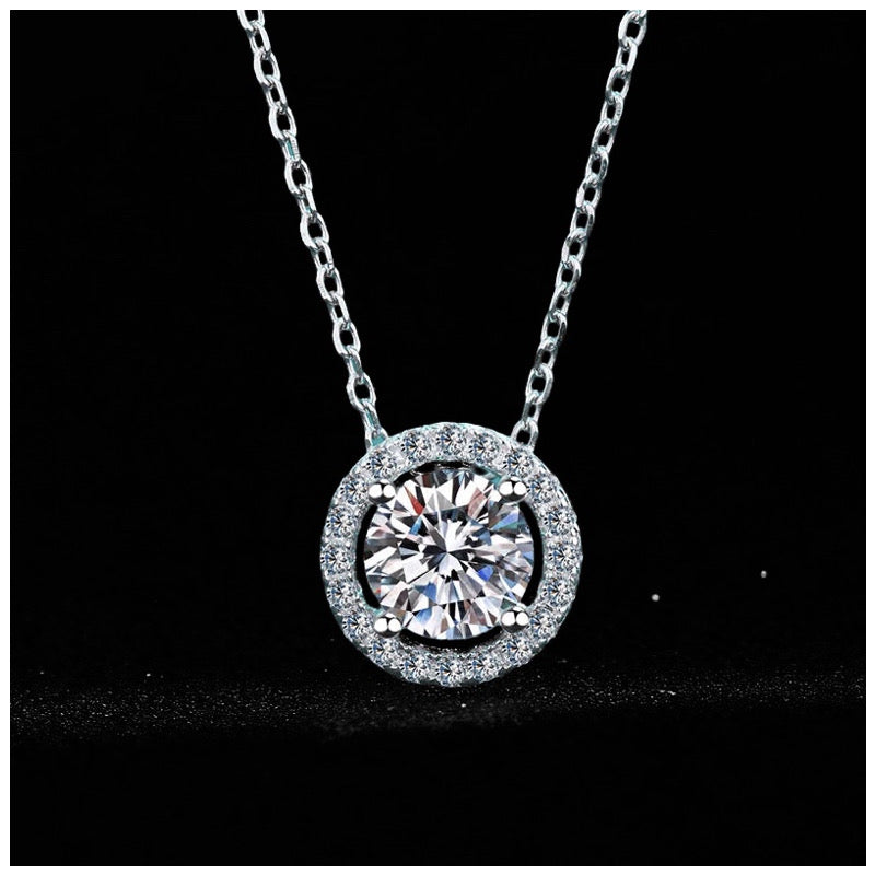 ICED OUT MOISSANITE "HALO" WEISSGOLD 925S SILVER KETTE - ICERAIN JEWELRY