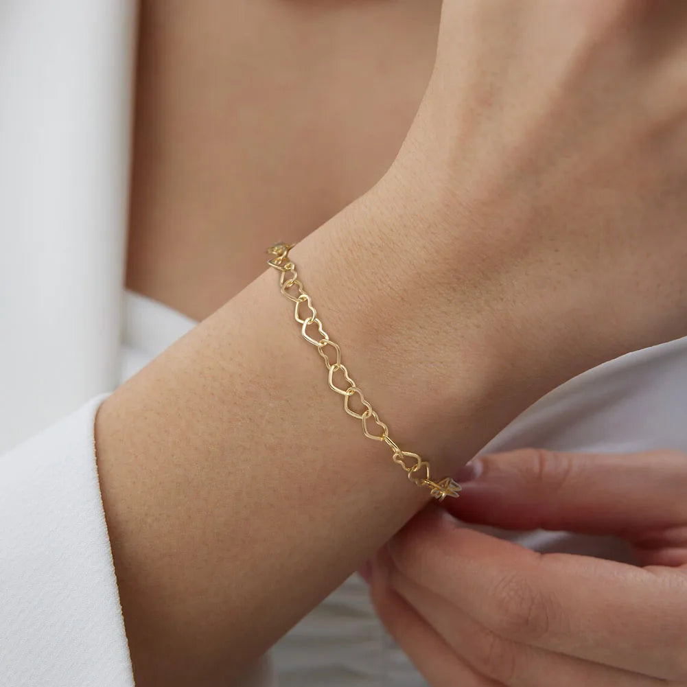 925S SILVER 14K GOLD 5MM "HEART" ARMBAND - ICERAIN JEWELRY