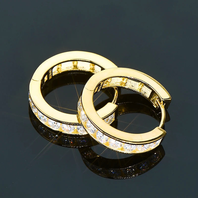ICED OUT MOISSANITE "GOLD CREOLES" WEISSGOLD 925S SILVER OHRRINGE - ICERAIN JEWELRY