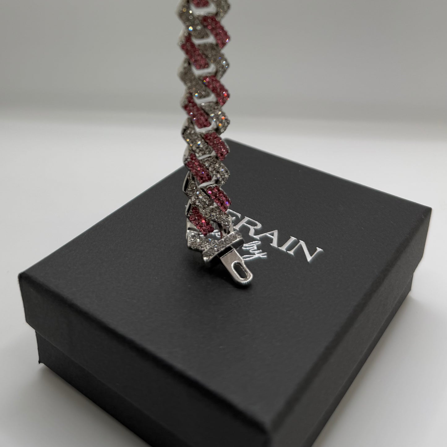 ICED OUT 14MM "SILVER/PINK PRONG CUBAN" ARMBAND - ICERAIN JEWELRY