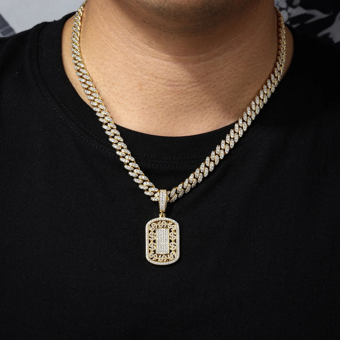 ICED OUT MOISSANITE "MILITARY DOLLAR" WEISSGOLD 925S SILVER KETTE - ICERAIN JEWELRY