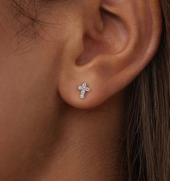ICED OUT MOISSANITE "CROSS V3" WEISSGOLD 925S SILVER OHRRINGE - ICERAIN JEWELRY
