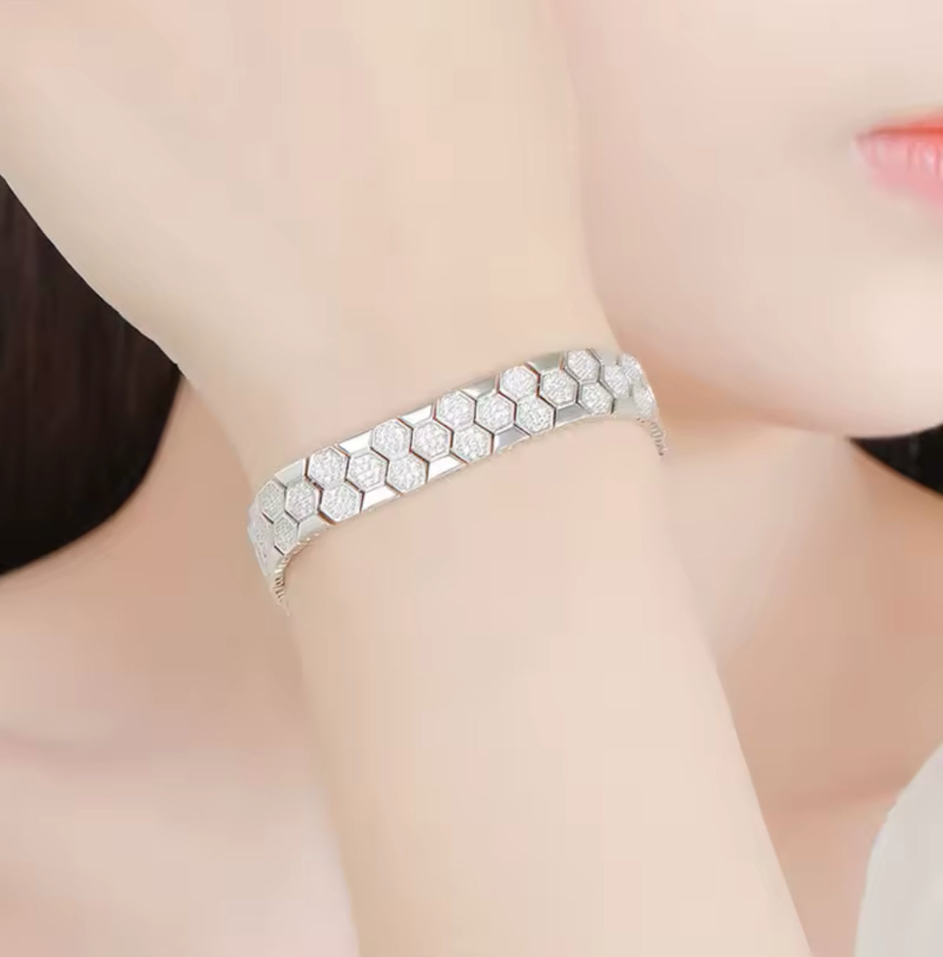 ICED OUT MOISSANITE "SOCCER" WEISSGOLD 925S SILVER ARMBAND - ICERAIN JEWELRY