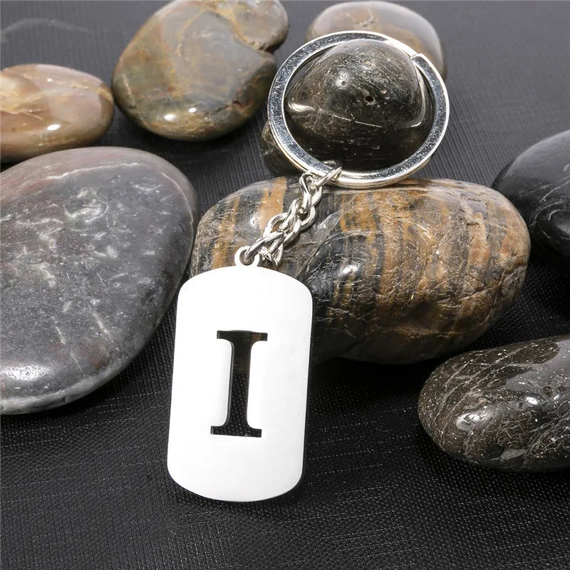 PERSONALISIERTER EDELSTAHL ANFANGSBUCHSTABE "WALLERO" SCHLÜSSELANHÄNGER - ICERAIN JEWELRY