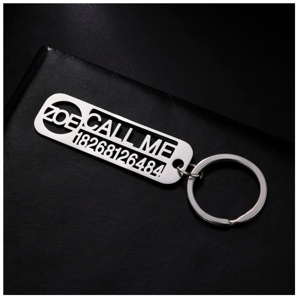 PERSONALISIERTER EDELSTAHL "CALL ME" SCHLÜSSELANHÄNGER - ICERAIN JEWELRY
