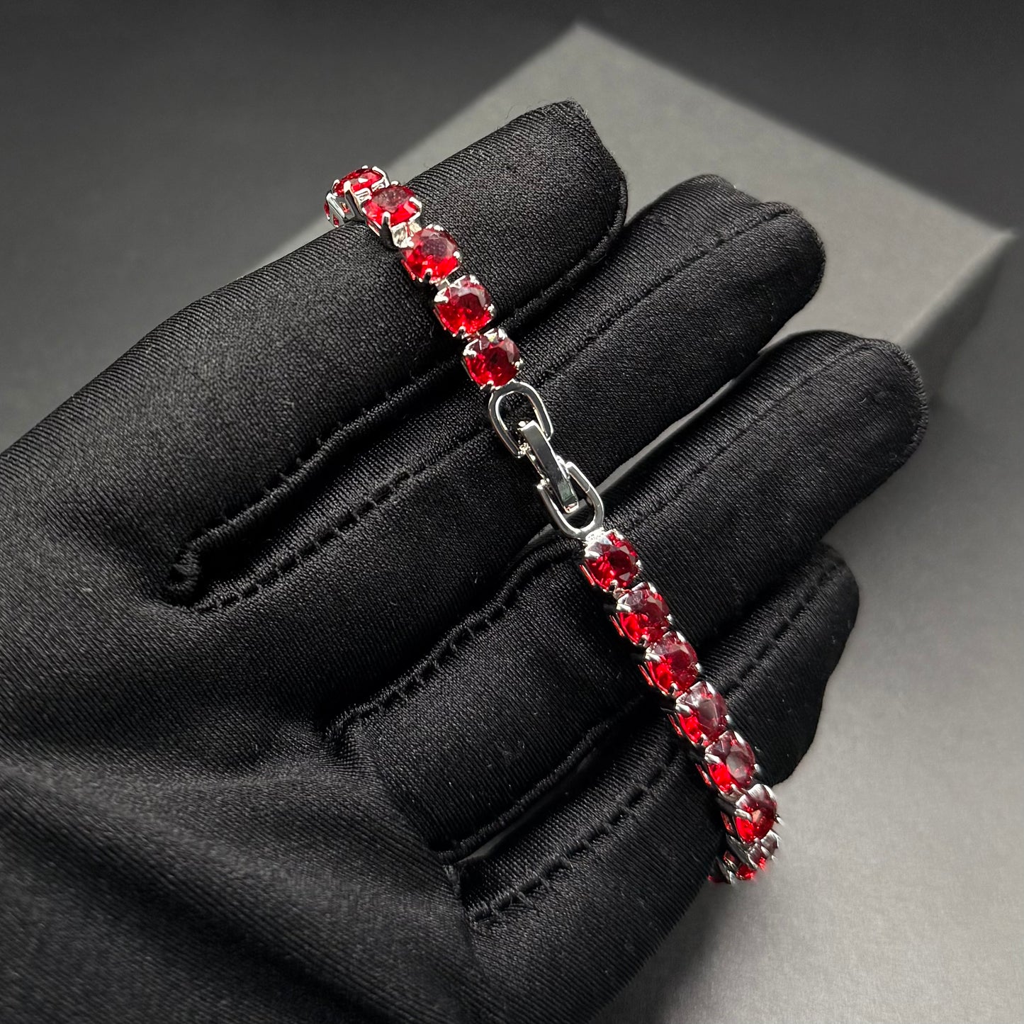 SALE | ICED OUT 5MM 17CM "RED TENNIS" ARMBAND - ICERAIN JEWELRY