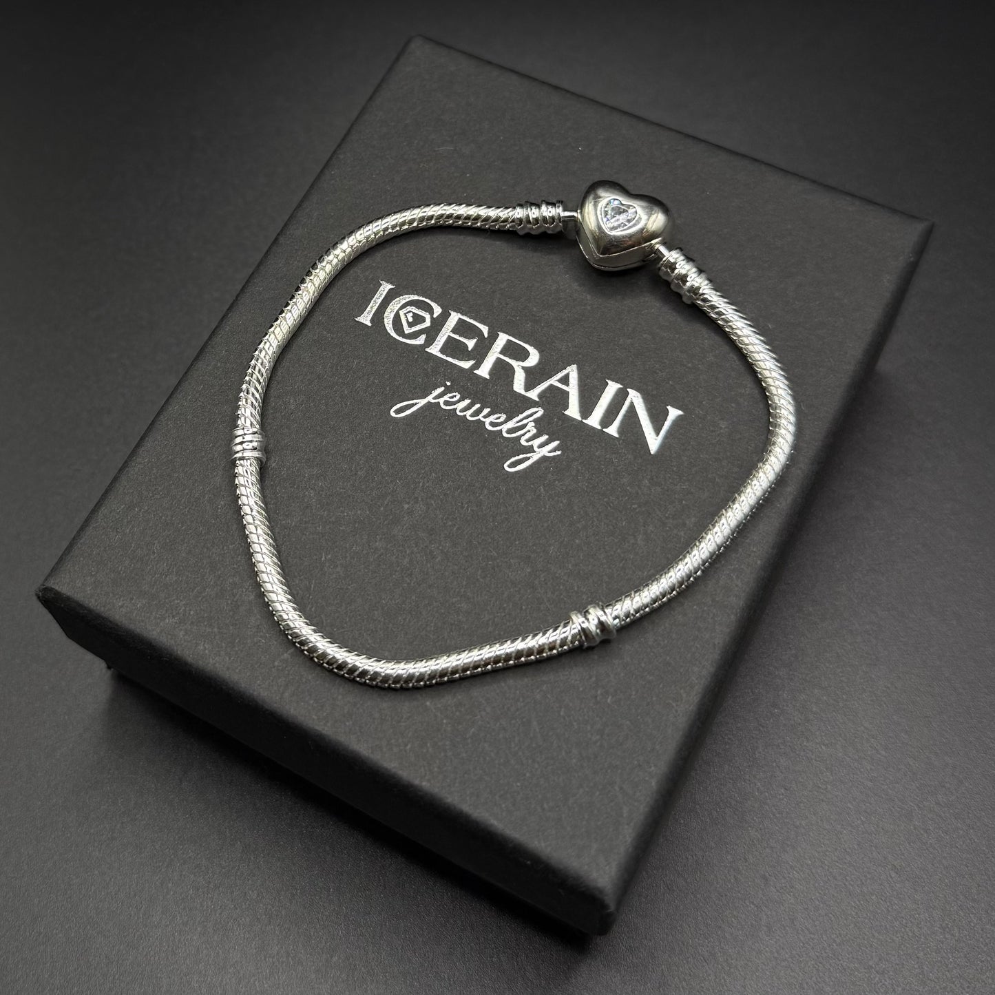 925S SILVER "ICED HEART" CHARM ARMBAND - ICERAIN JEWELRY