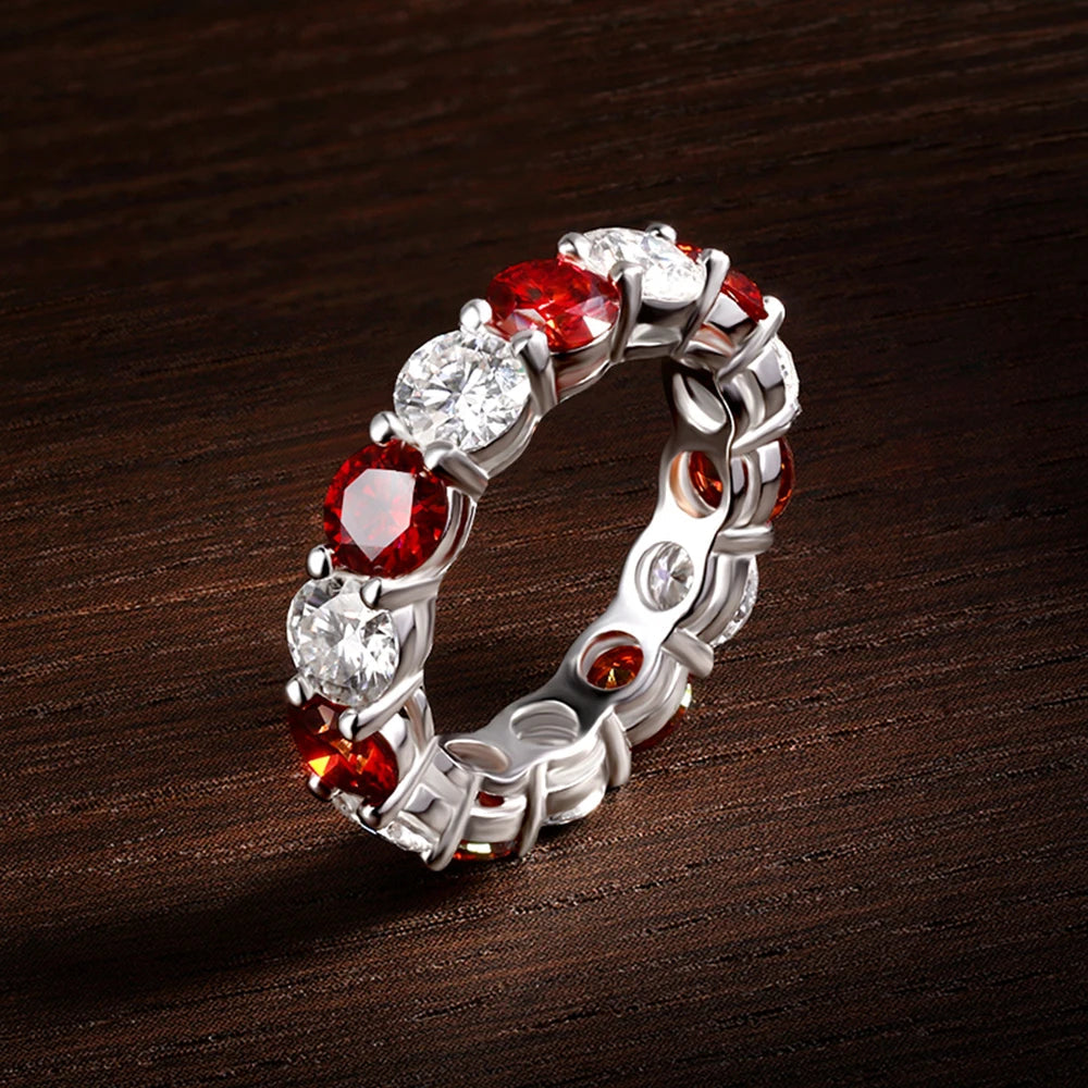 ICED OUT MOISSANITE "RED/GREEN DRASILO" WEISSGOLD 925S SILVER RING - ICERAIN JEWELRY