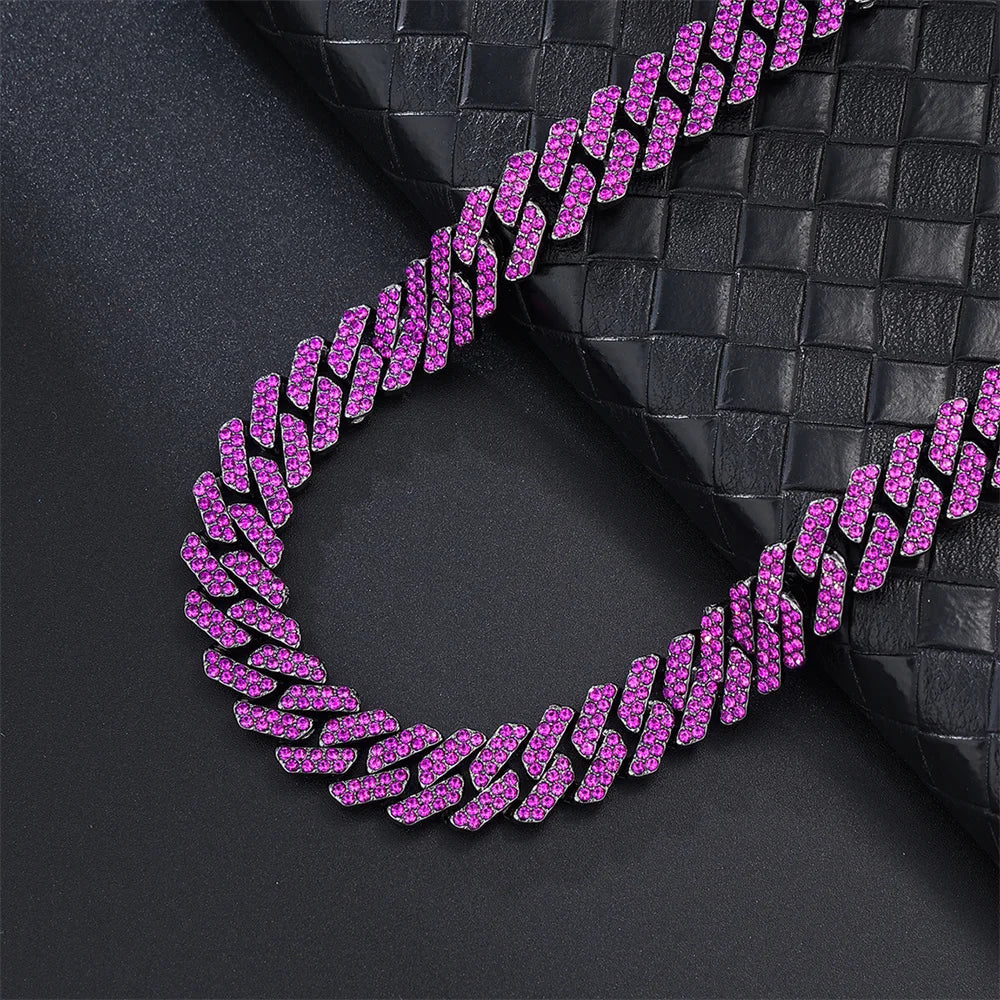 ICED OUT 12MM "PURPLE PRONG CUBAN" KETTE - ICERAIN JEWELRY
