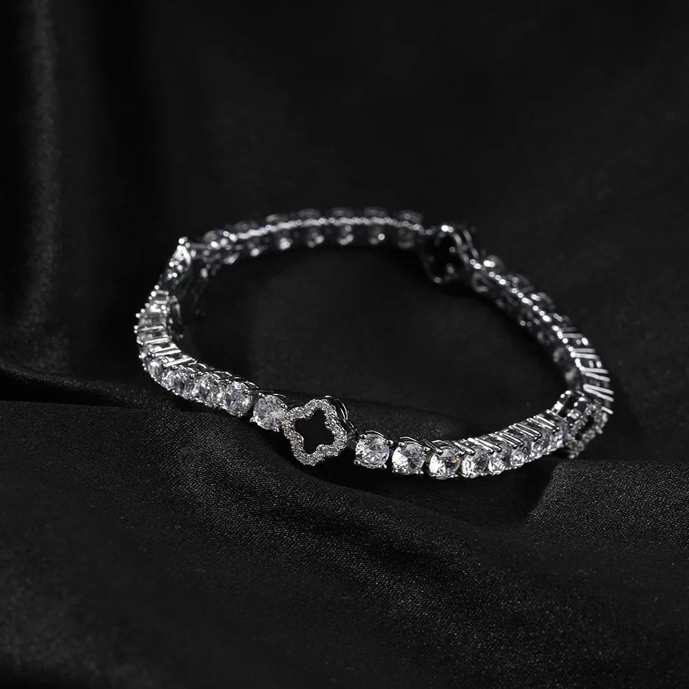 SALE | ICED OUT 23CM "BLACK CLOVER TENNIS" ARMBAND - ICERAIN JEWELRY
