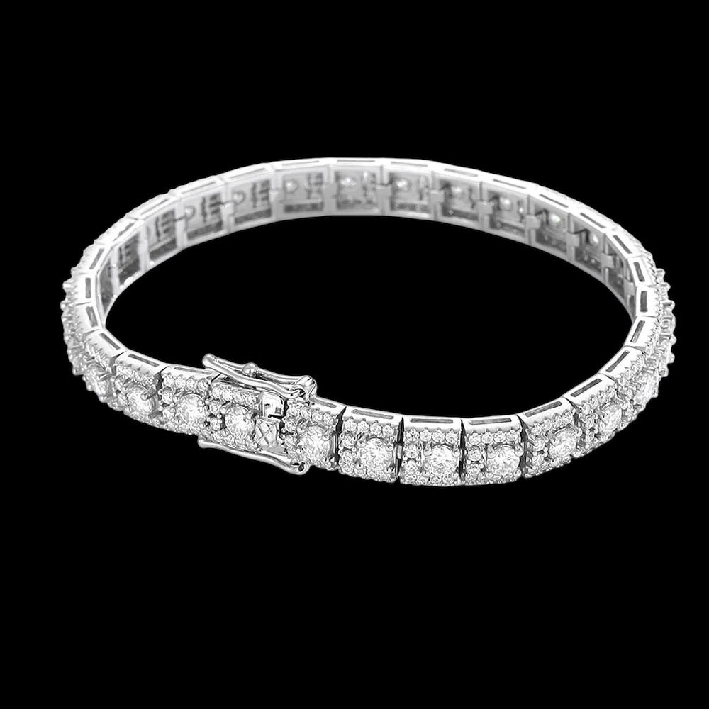 ICED OUT 3MM MOISSANITE "WETO" WEISSGOLD 925S SILVER ARMBAND - ICERAIN JEWELRY