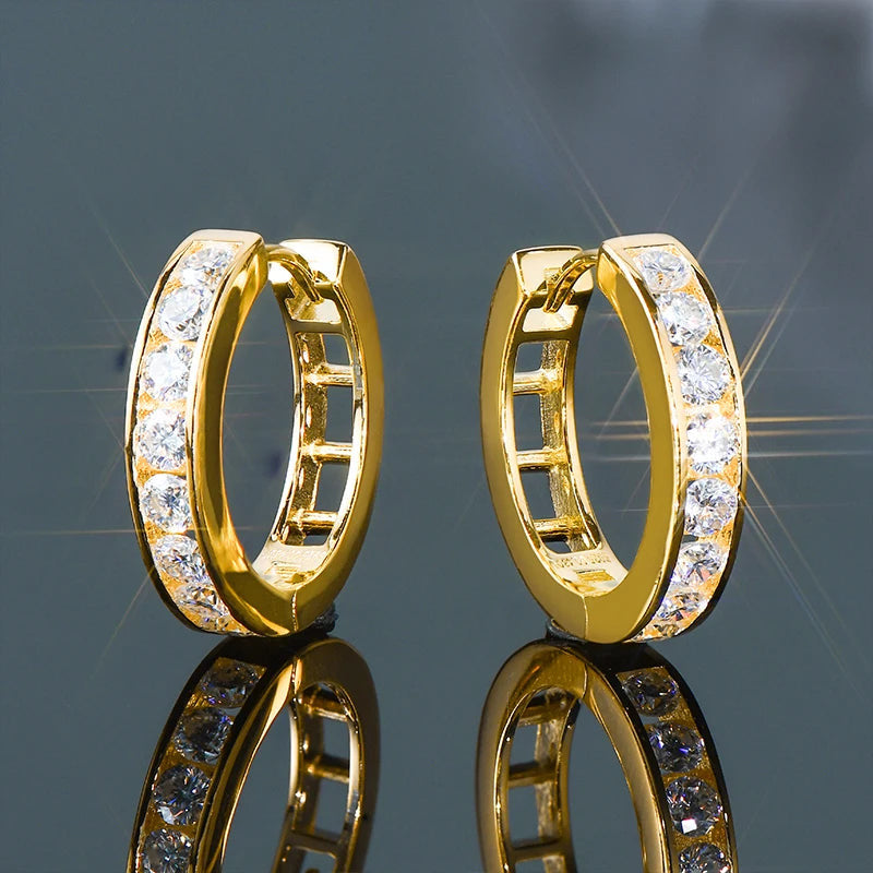 ICED OUT MOISSANITE "GOLD CREOLES" WEISSGOLD 925S SILVER OHRRINGE - ICERAIN JEWELRY