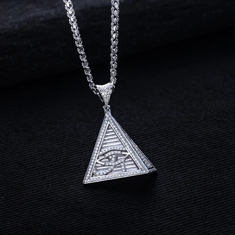 ICED OUT MOISSANITE "PYRAMID EYE" WEISSGOLD 925S SILVER KETTE - ICERAIN JEWELRY