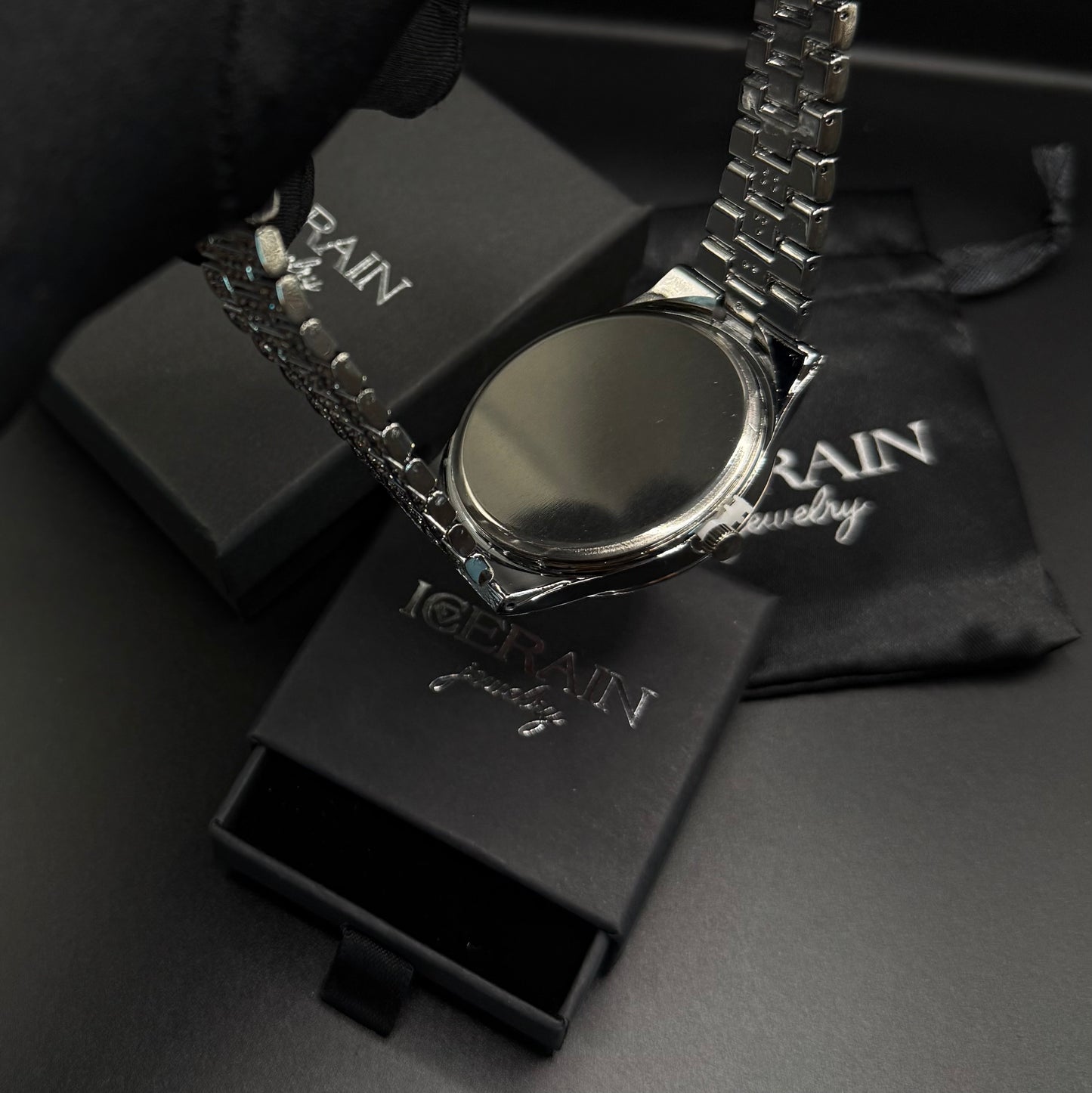 ICED OUT 14MM 4-IN-1 "SILVER PRONG" SCHMUCKSET (2 HALSKETTEN + ARMBAND + UHR) - ICERAIN JEWELRY