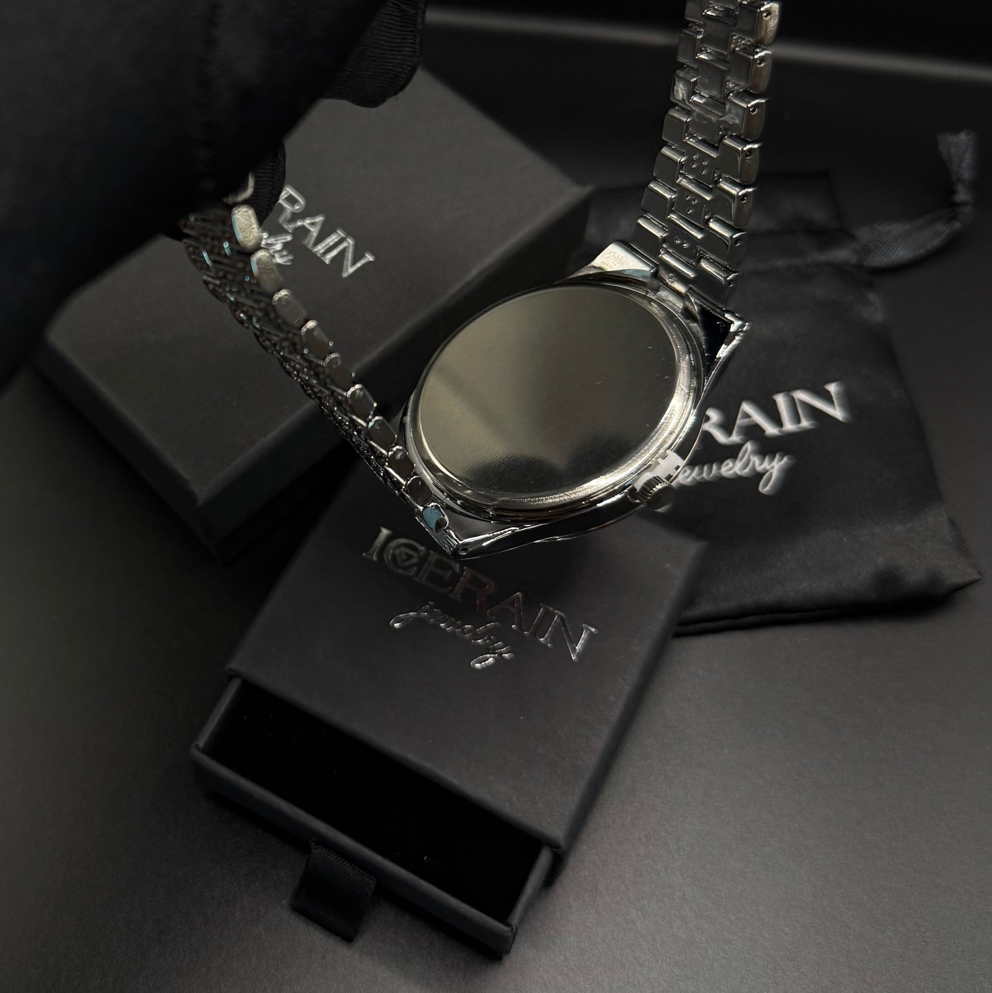 ICED OUT 14MM 4-IN-1 "SILVER PRONG" SCHMUCKSET (2 HALSKETTEN + ARMBAND + UHR) - ICERAIN JEWELRY