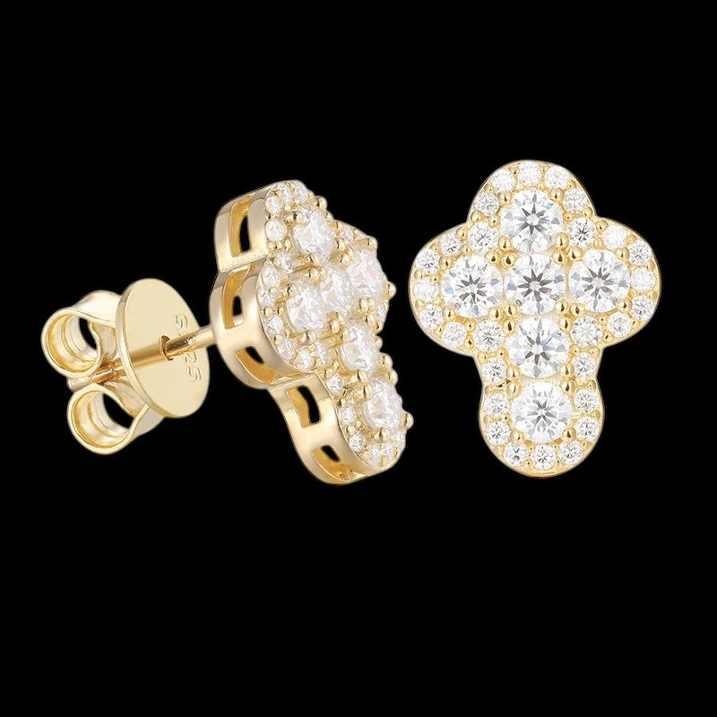 ICED OUT MOISSANITE "CROSS V5" WEISSGOLD 925S SILVER OHRRINGE - ICERAIN JEWELRY