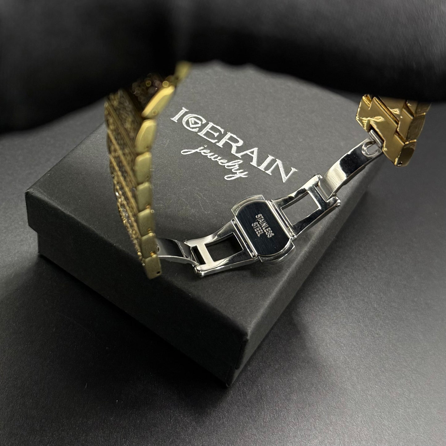 SALE | ICED OUT "GOLD/BLUE PIAZZA" UHR - ICERAIN JEWELRY