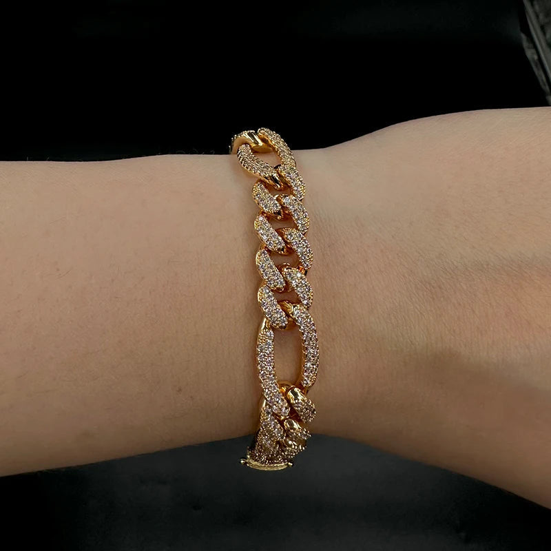ICED OUT 10MM "FIGARO CUBAN" ARMBAND - ICERAIN JEWELRY