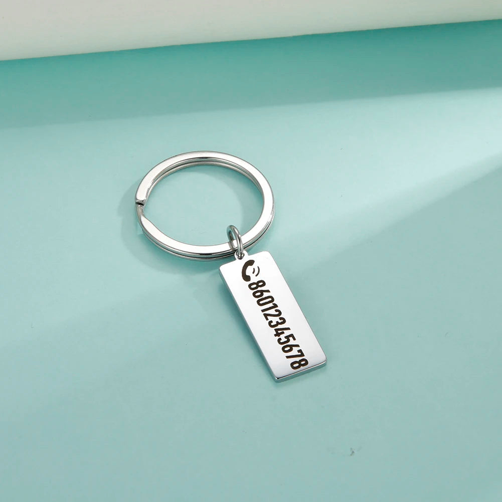 PERSONALISIERTER EDELSTAHL "PHONE NUMERO" SCHLÜSSELANHÄNGER - ICERAIN JEWELRY