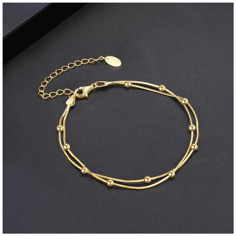 925S SILVER 14K GOLD 0,9MM "SATELLITE" ARMBAND - ICERAIN JEWELRY