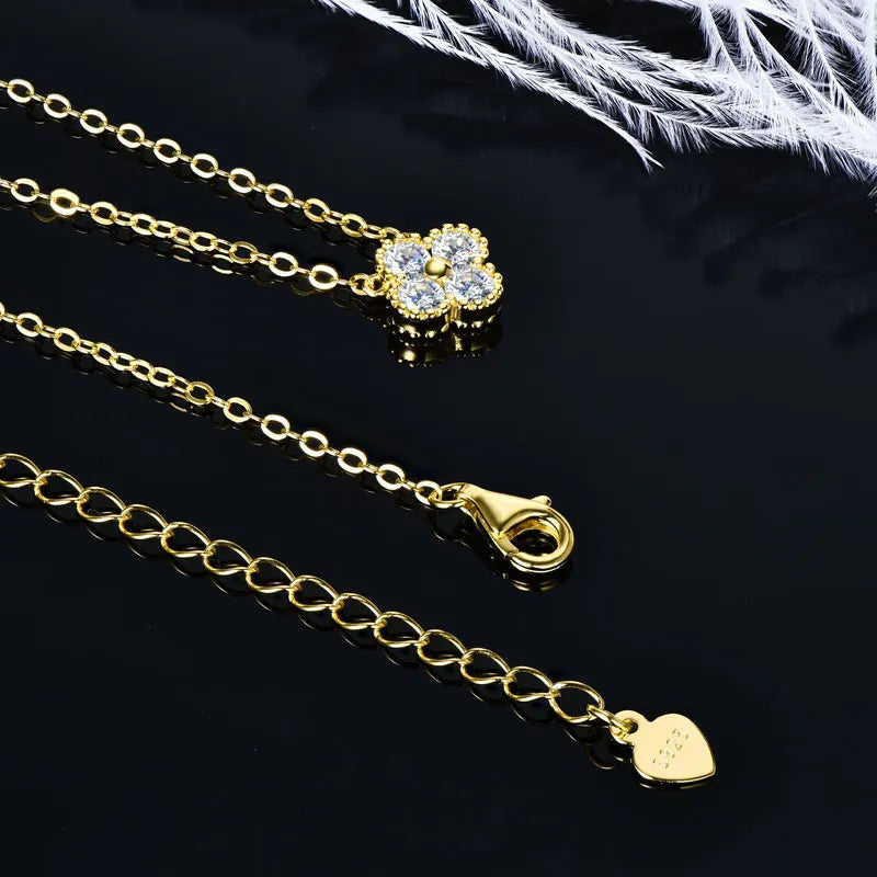 ICED OUT MOISSANITE 3-IN-1 "CLOVER" 925S SILVER SCHMUCKSET (HALSKETTE + ARMBAND + OHRRINGE) - ICERAIN JEWELRY