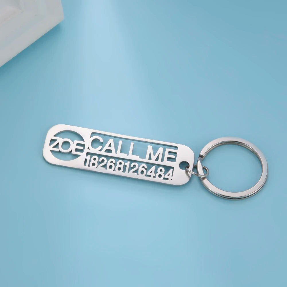PERSONALISIERTER EDELSTAHL "CALL ME" SCHLÜSSELANHÄNGER - ICERAIN JEWELRY