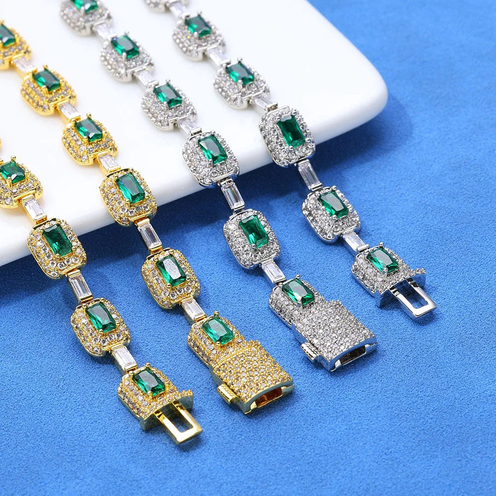 ICED OUT 7MM MOISSANITE "SILVER GREENARO" WEISSGOLD 925S SILVER KETTE - ICERAIN JEWELRY