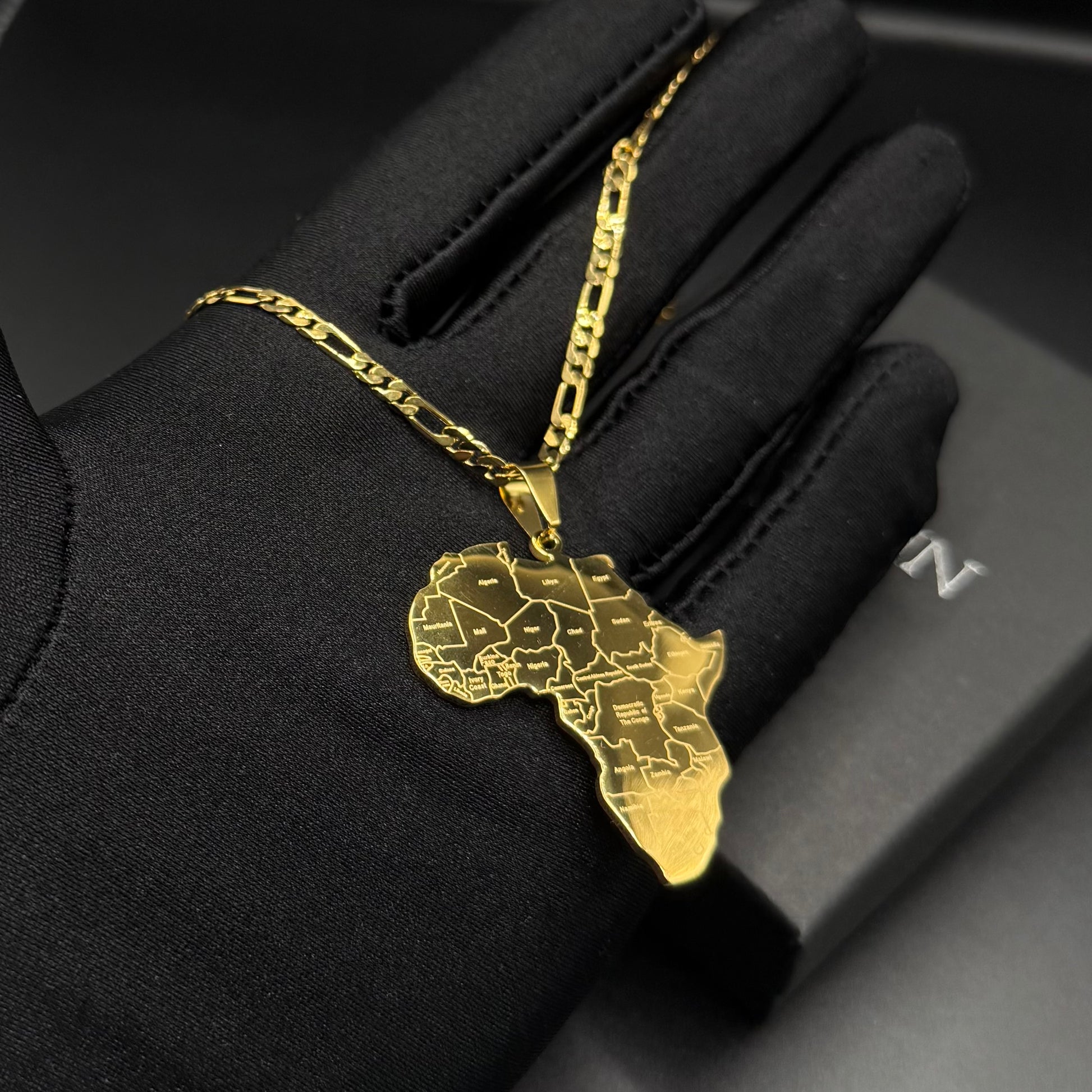 SALE | EDELSTAHL 45CM "GOLD AFRICA V3" LÄNDERKETTE - ICERAIN JEWELRY
