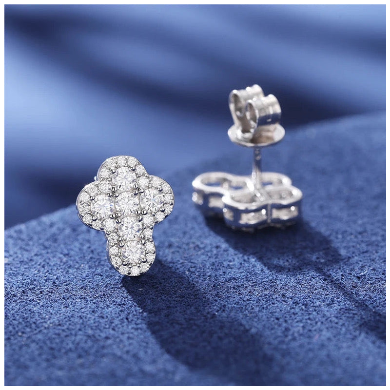 ICED OUT MOISSANITE "CROSS V5" WEISSGOLD 925S SILVER OHRRINGE - ICERAIN JEWELRY