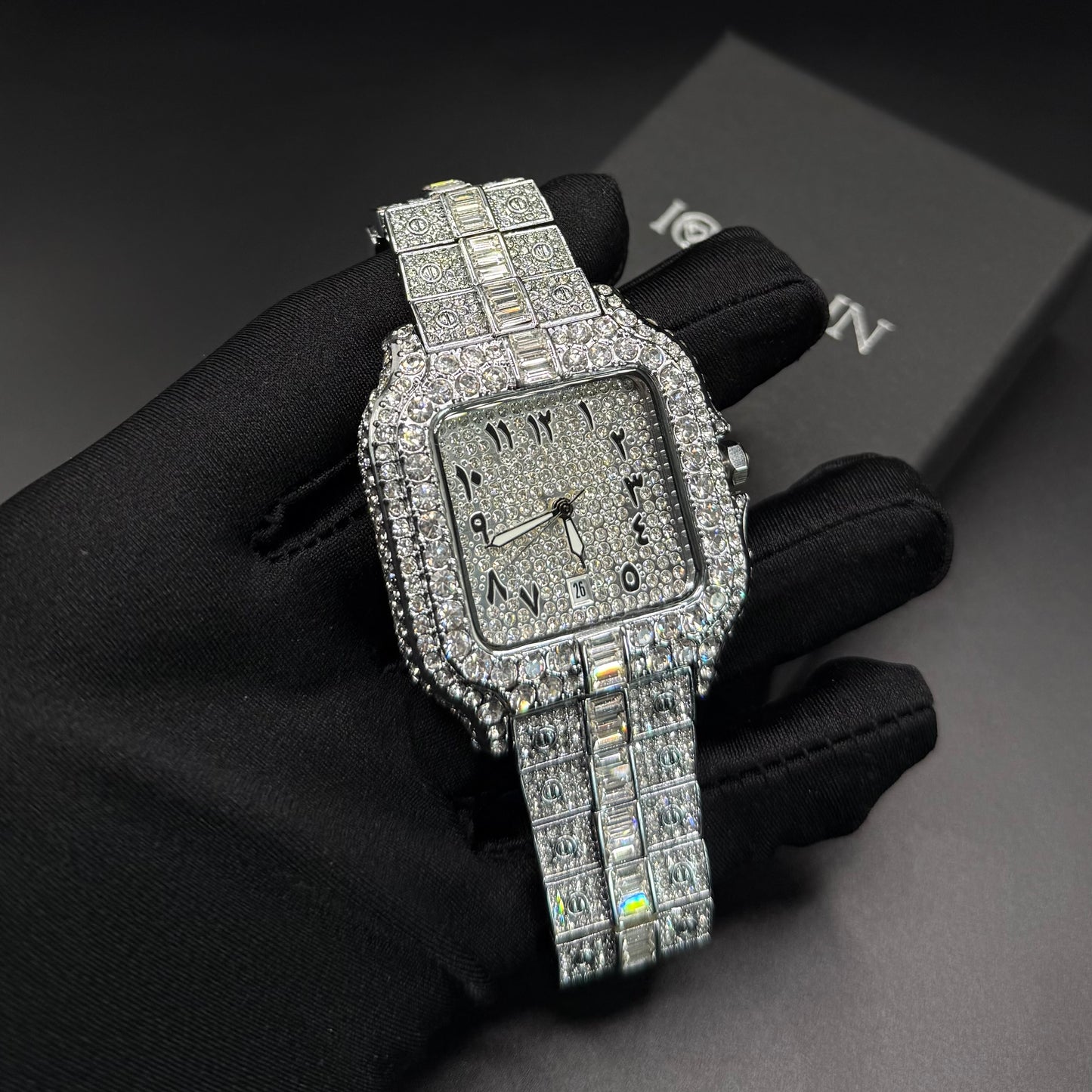 SALE | ICED OUT "SILVER ARABIC PIAZZA" UHR - ICERAIN JEWELRY