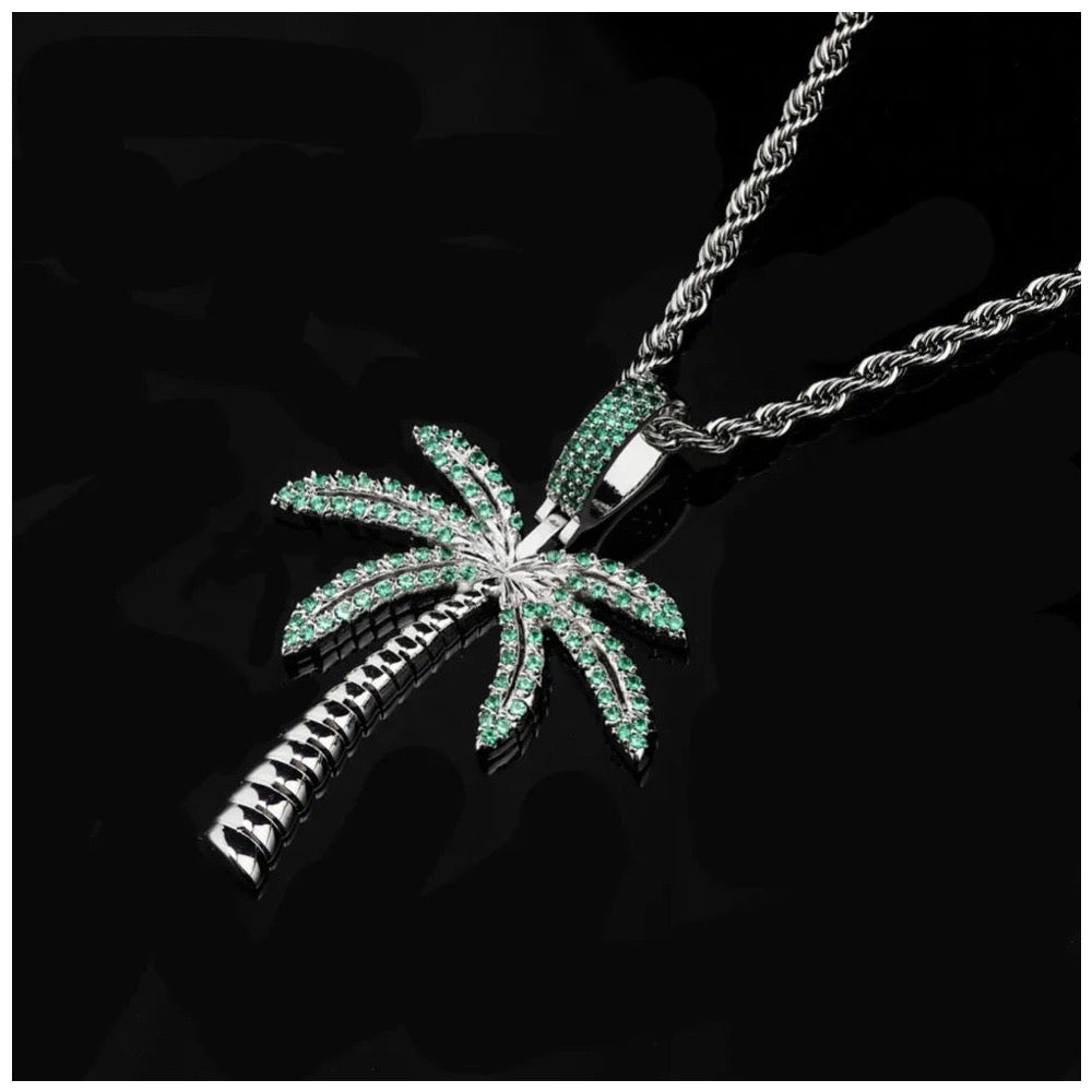 ICED OUT "SILVER PALM" KETTE - ICERAIN JEWELRY