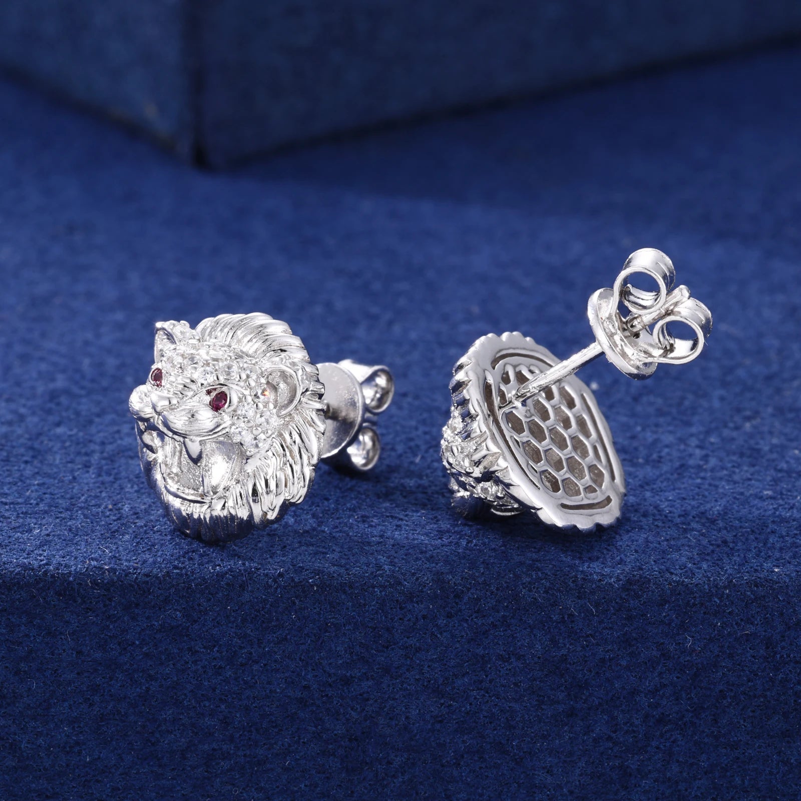 ICED OUT MOISSANITE "LION" WEISSGOLD 925S SILVER OHRRINGE - ICERAIN JEWELRY